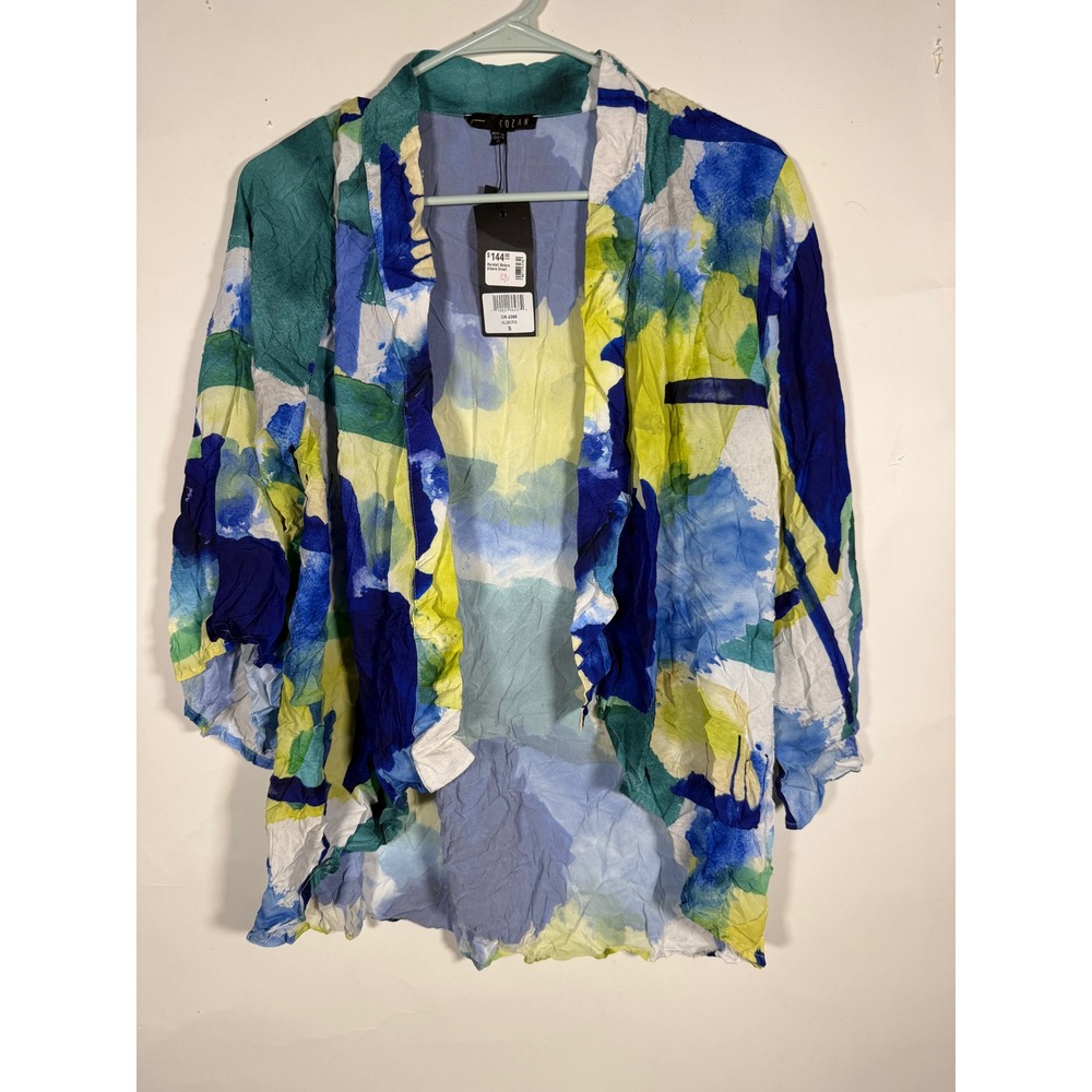 Kozan Kendall Bolero Albers Abstract Crinkle Open Front Cardigan CR-2395 Small